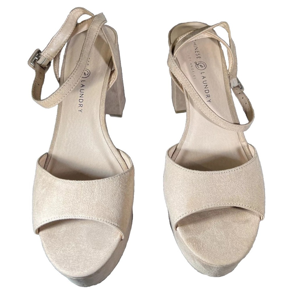 Chinese Laundry Los Angeles‎ Women's Strappy Beige Heeled Sandals Size 10M